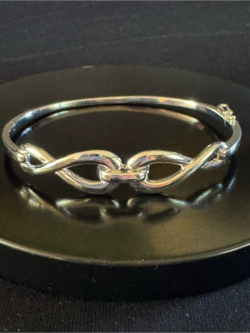 Sterling Silver Infinity Link Hinged Bangle Bracelet 925 Oval Clasp Bracelet